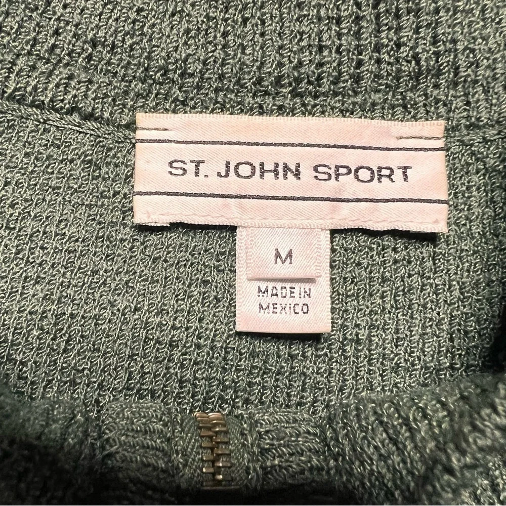St. John Sport Full Zip Jacket Babydoll Sleeves Women Green Medium Wool Blend